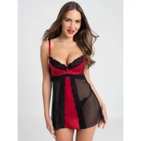 Ensemble nuisette Lovehoney Empress en satin et dentelle rouge (rouge, taille S), rouge - S - Amorana Ensemble nuisette Lovehoney Empress en satin et dentelle rouge (rouge, taille S), rouge - S - Amorana