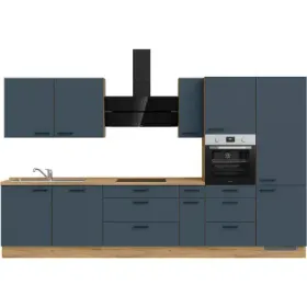 Komplette Küche mit Elektrogeräten MODUSET EASYTOUCH PREMIUM Fjordblau 60x360cm