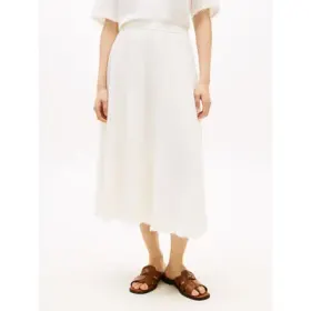 Tommy Hilfiger A-Linien-Rock "VIS/LINEN VOLUME MIDI SKIRT" Leinen-Mix mit feinen Falten, Relaxed Fit