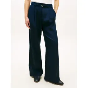 Tommy Hilfiger Bundfaltenhose "LINEN BLEND WIDE LEG PANT" mit Bügelfalten & passendem Gürtel