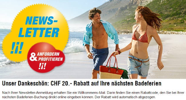 ITS Coop Travel Newsletter abonnieren und 20 CHF Gutschein erhalten