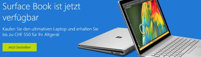 Microsoft Surface Book bis zu CHF 550.- Cashback