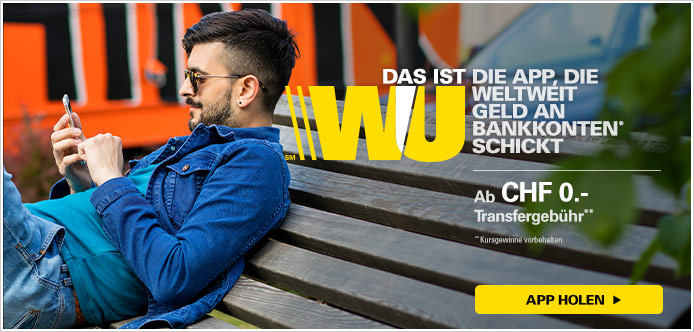 Transfergebühr ab  CHF 0.- mit Western Union