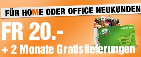 LeShop Fr. 20.- Gutschein + 2 Monate Gratislieferungen