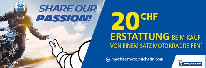 MotorradreifenDirekt: CHF 20.- Erstattung beim Kauf von einem Satz Motorradreifen!