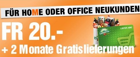 LeShop Fr. 20.- Gutschein + 2 Monate Gratislieferungen