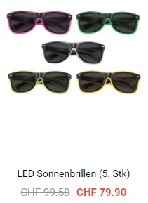 SALE bei Partypanda.ch - LED-Sonnenbrillen reduziert