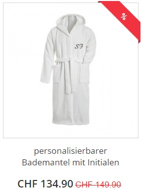 Personalisierbarer Bademantel mit Initialen bei DeineGravel.ch