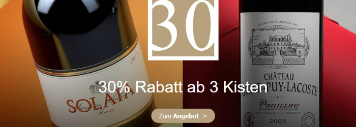 30% Rabatt ab 3 Kisten bei MIllesima