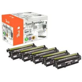 Peach HP 508 X 5 Toner XL (2*bk, c/m/y) ersetzt HP No. 508X, CF360X*2, CF361X, CF362X, CF363X für z.B. HP Color LaserJet Enterprise Flow MFP M 577 c