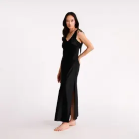 Vela Nachthemd lang in schwarz