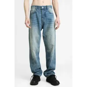 2Y Premium Loose Fit Jeans mit Strass - Blue Denim 31 Herren